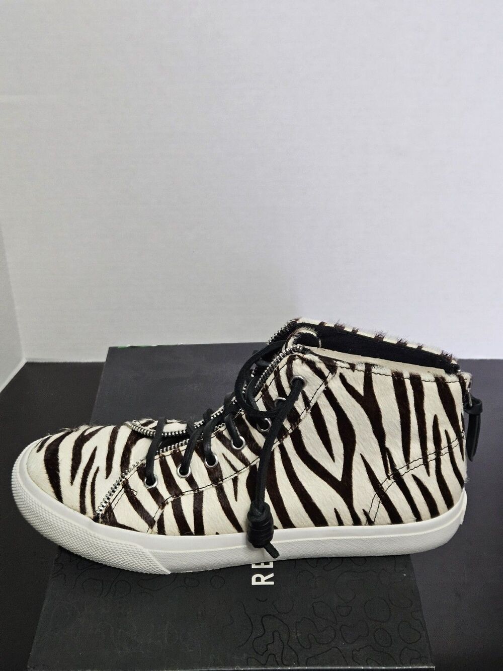 Sz 8 Sperry and Rebecca Minkoff Pony Hair Zebra High Top Sneaker